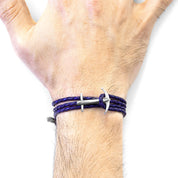 Grape Purple Admiral Anchor Silver and Braided Leather Bracelet