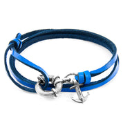 Royal Blue Clyde Anchor Silver and Flat Leather Bracelet