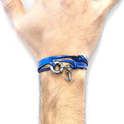 Royal Blue Clyde Anchor Silver and Flat Leather Bracelet