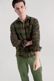 AXEL Flannel Patchwork Check Shirt - Green