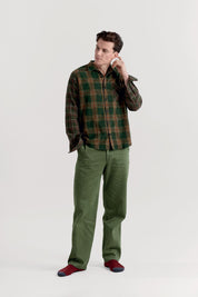 AXEL Flannel Patchwork Check Shirt - Green