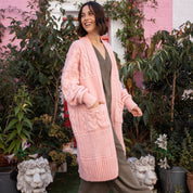 Alex Balloon Sleeve Cable Maxi Cardigan - Pink