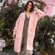 Alex Balloon Sleeve Cable Maxi Cardigan - Pink