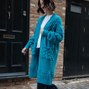 Alex Balloon Sleeve Cable Maxi Cardigan - Teal