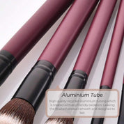 Vegan Makeup Brush Set- Chic. Sustainable Wood Purple and Black