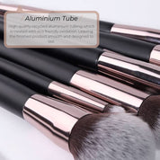 Vegan Makeup Brush Set- Sophistication. Sustainable Wood and Rose Gold