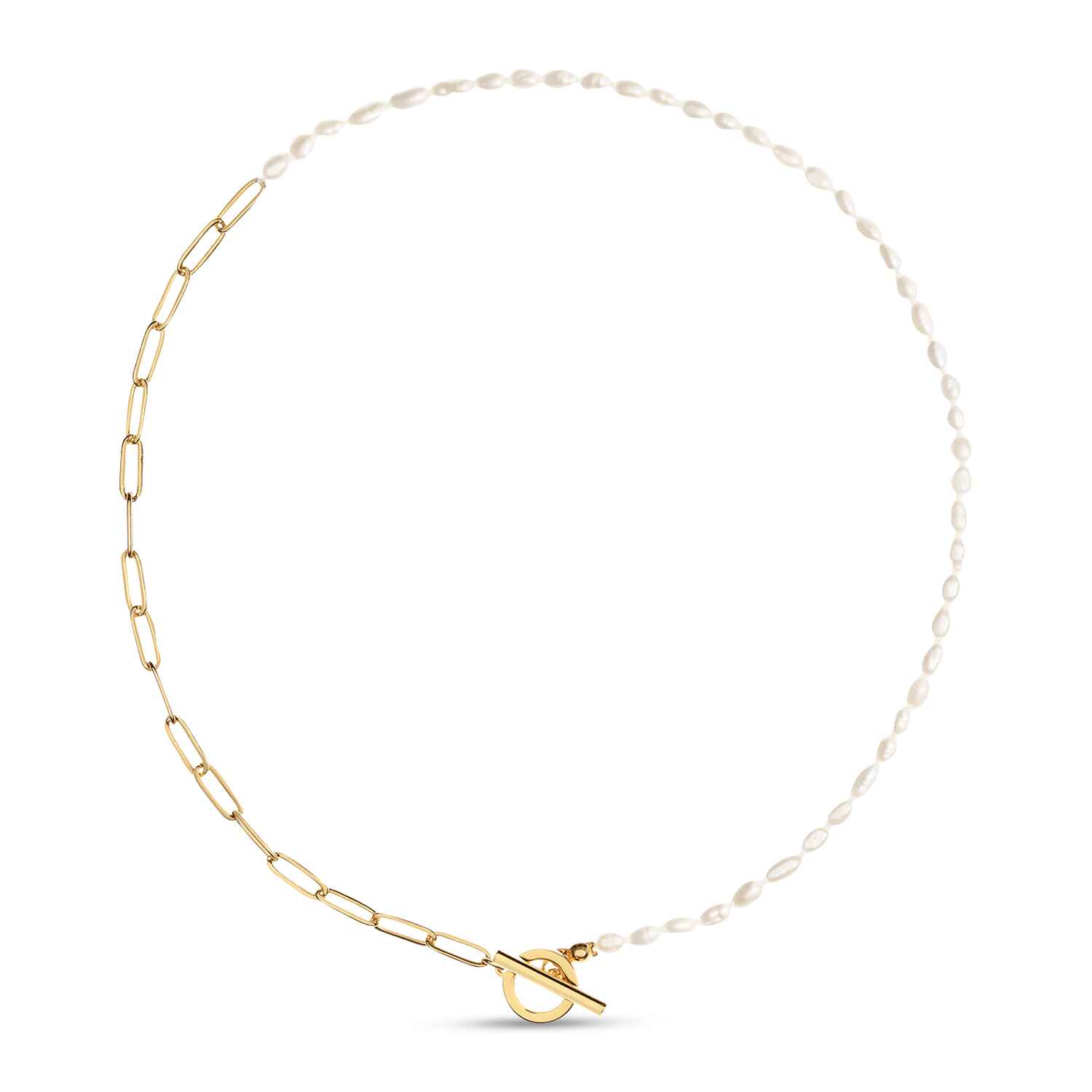 Alba Mixed White Pearl and Gold Chain Necklace