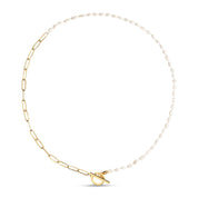 Alba Mixed White Pearl and Gold Chain Necklace