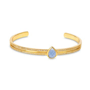 Athena Gold Cuff Bracelet With Blue Chalcedony And Diamonds