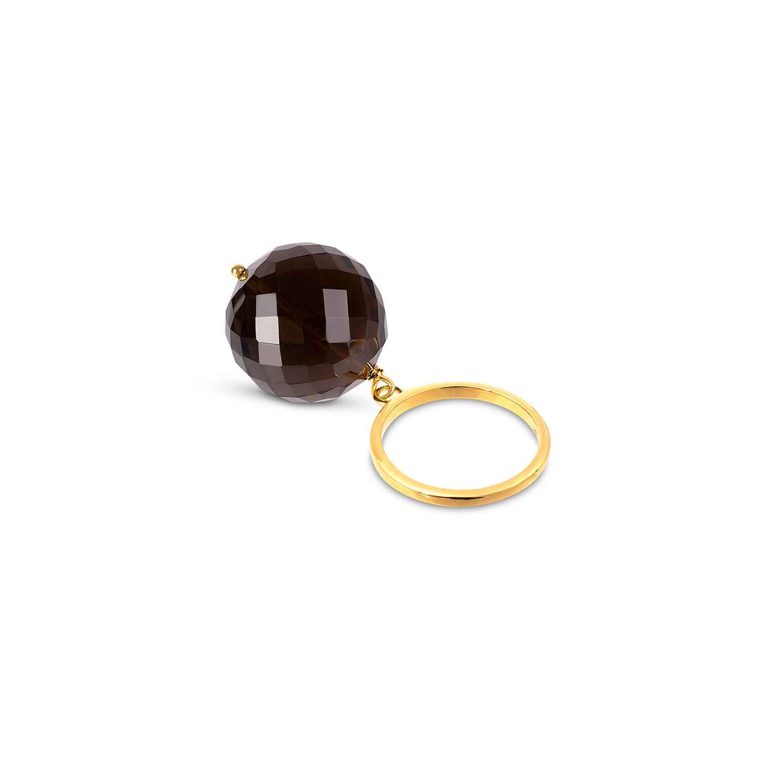 Bubble Smokey Quartz Gold Ring (size adjustable)