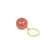 Bubble Strawberry Quartz Gold Ring (size adjustable)