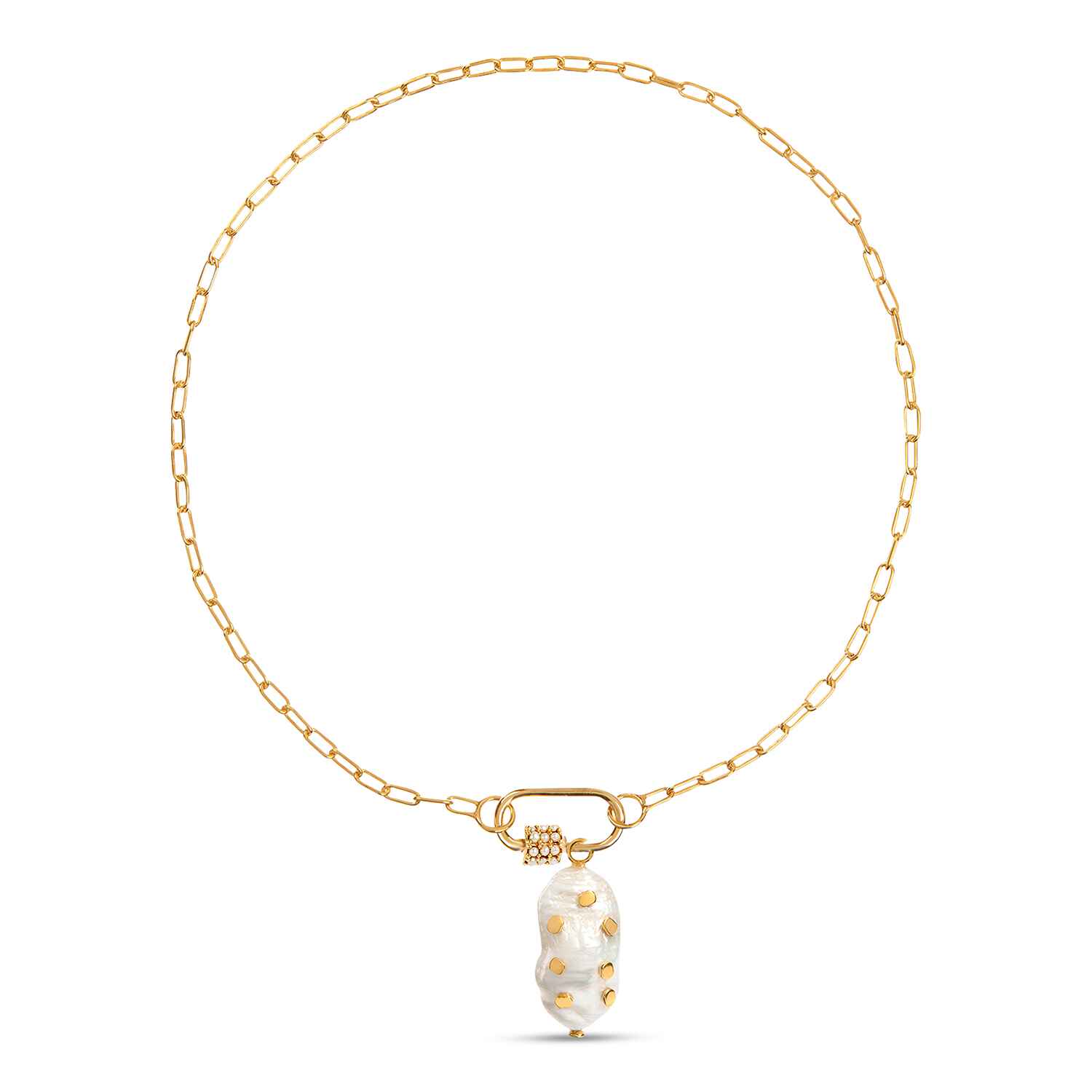 AmadeusDaphneGold_PearlPaperclipChainNecklacewithBarnaclePendant.jpg