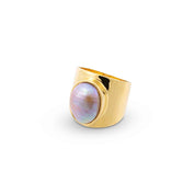 Venus Grey Pearl Gold Ring