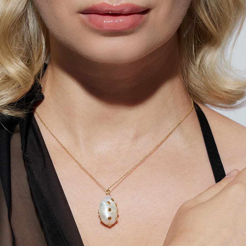 Venus Gold Chain Necklace With Keshi Pearl Pendant