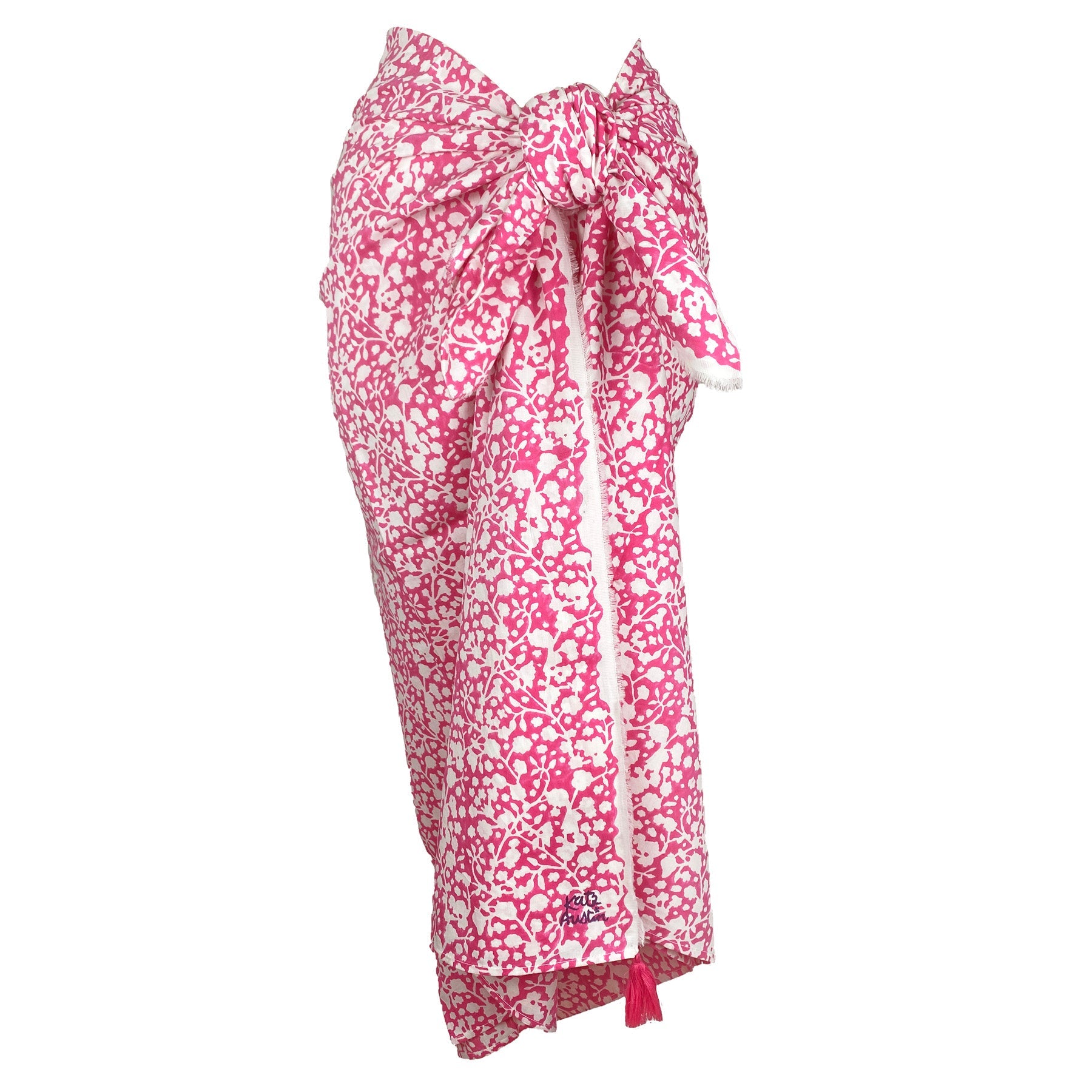 Anni Sarong with Tassels in Pink Geranium