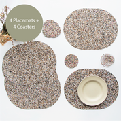 Beach Clean Oval Placemats and Coasters Bundle | Table S/4