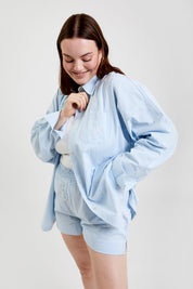 Yew striped ethical-cotton pyjama shirt - Blue Stripe