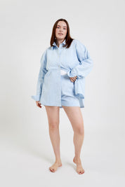 Lomandra ethical-cotton pyjama shorts - Blue Stripe