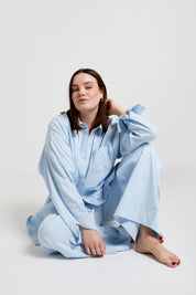 Yew striped ethical-cotton pyjama shirt - Blue Stripe