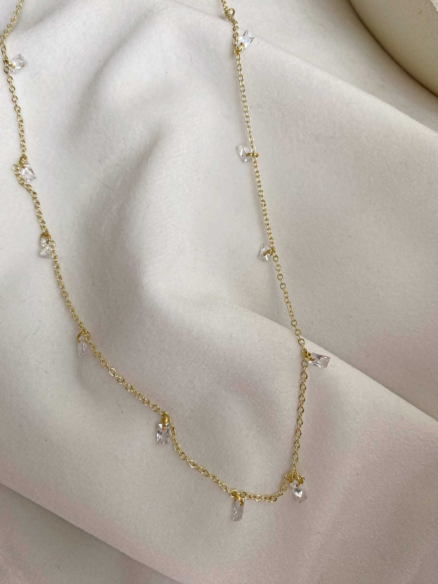 Rising Star Baguette Diamond Station Necklace