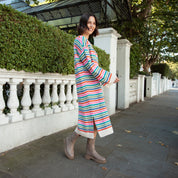 Becca Rainbow Stripe Knitted Midi Dress - Rainbow