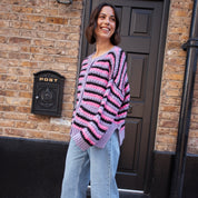 Bernice Stripe Cross Stitch Cardigan - Lilac