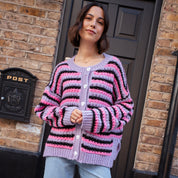 Bernice Stripe Cross Stitch Cardigan - Lilac