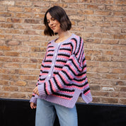Bernice Stripe Cross Stitch Cardigan - Lilac