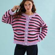 Bernice Stripe Cross Stitch Cardigan - Lilac