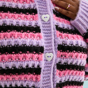 Bernice Stripe Cross Stitch Cardigan - Lilac