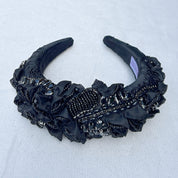 QueenMee Black Headpiece Races Headpiece Wedding Headpiece Black Crown Headpiece