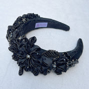 QueenMee Black Headpiece Races Headpiece Wedding Headpiece Black Crown Headpiece