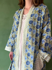 Block Print Cotton Robe, Sage