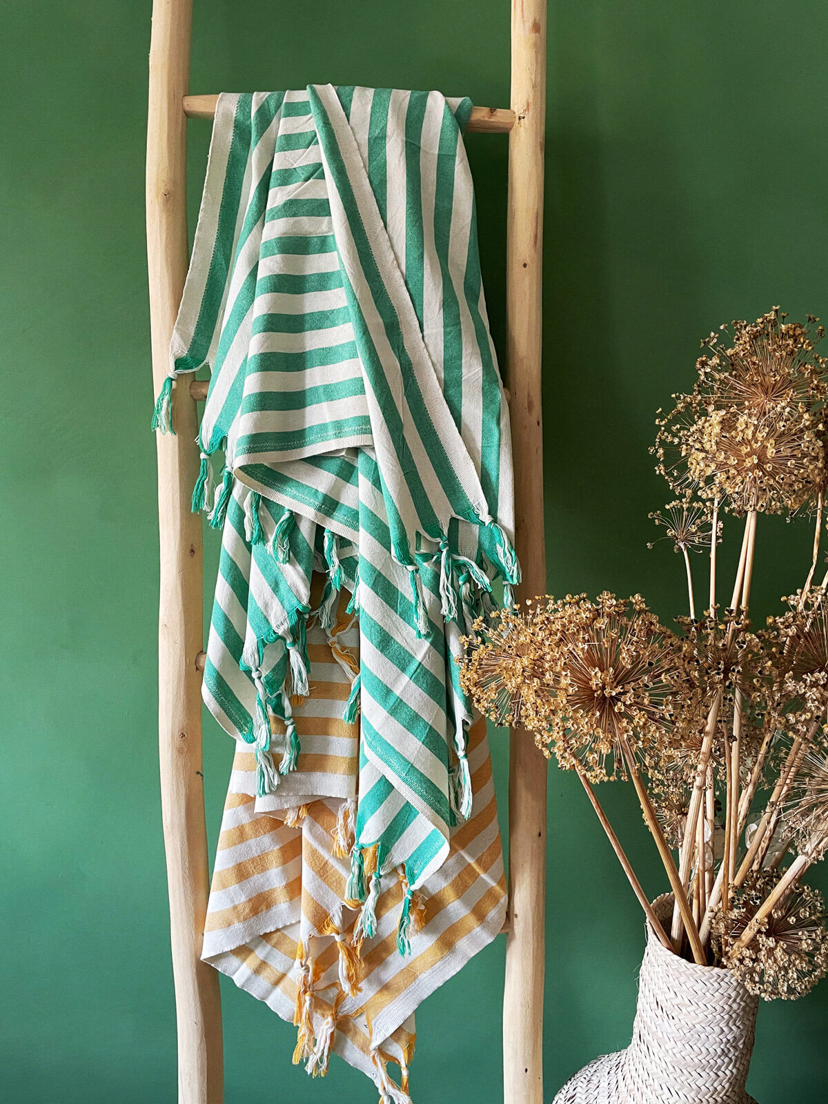 Brighton Stripe Hammam Towel, Green