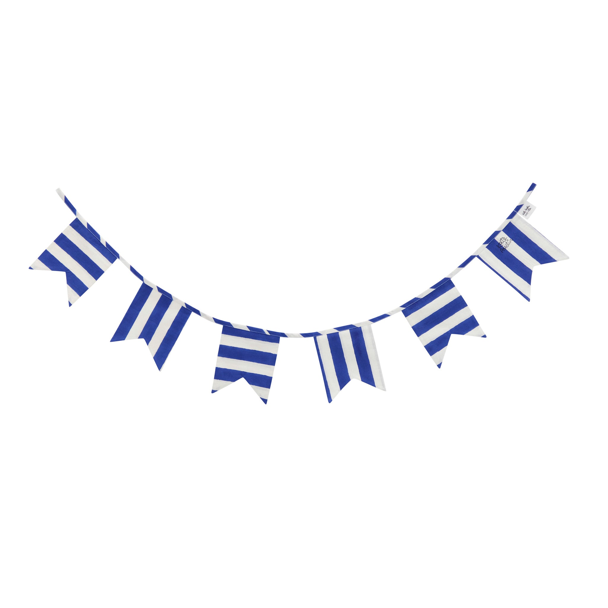 Block Printed Cloth Bunting in Blue Cabana Stripe