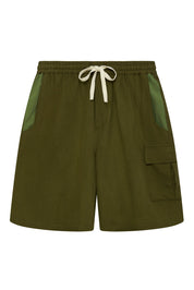 JASPER - Organic Cotton Shorts Green Patchwork
