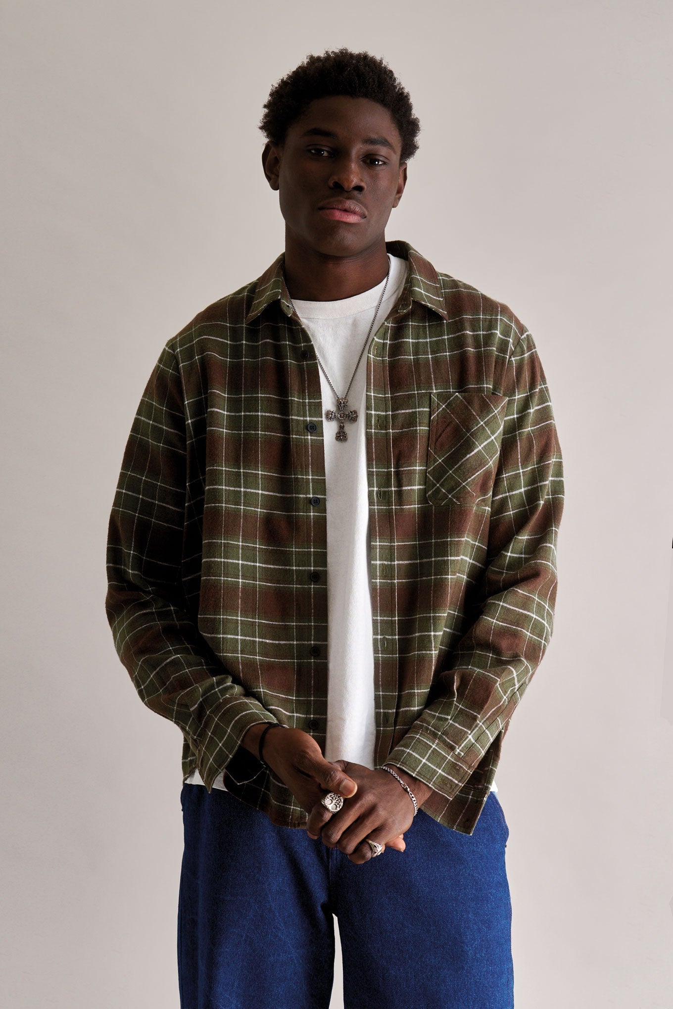 SANTI Organic Cotton Flannel Shirt - Green