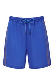 LEAH - Organic Cotton Embroidery Shorts Sapphire Blue