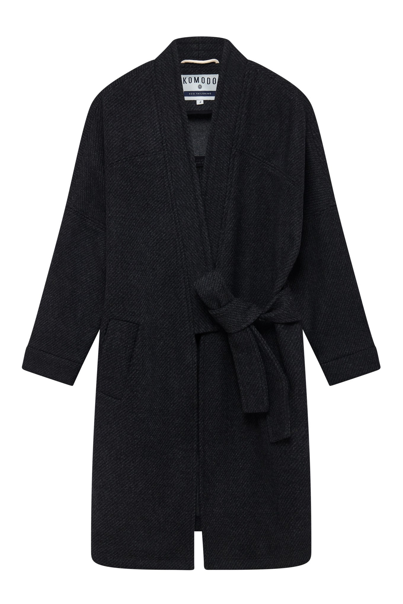 KAIA - Wool Blend Twill Coat Charcoal