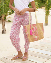 Aruba Jute Beach Bag | Tonal/Pinks