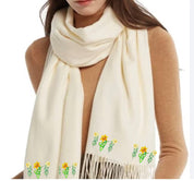 Cashmere Feel Luxury Scarf Handprinted With Celtic Daffodils