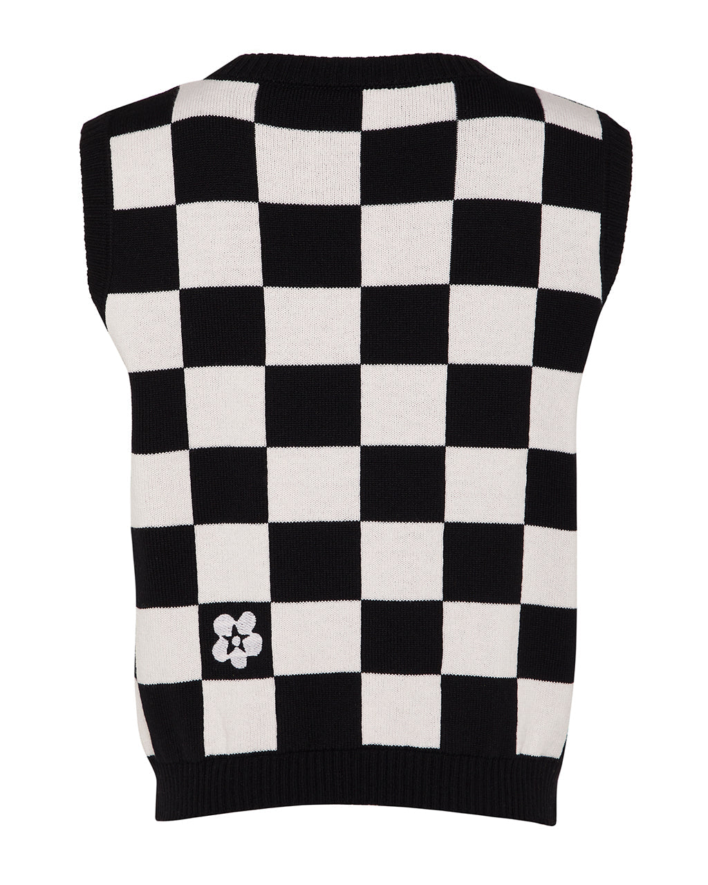 Embroidered Checked Wool & Cashmere Vest