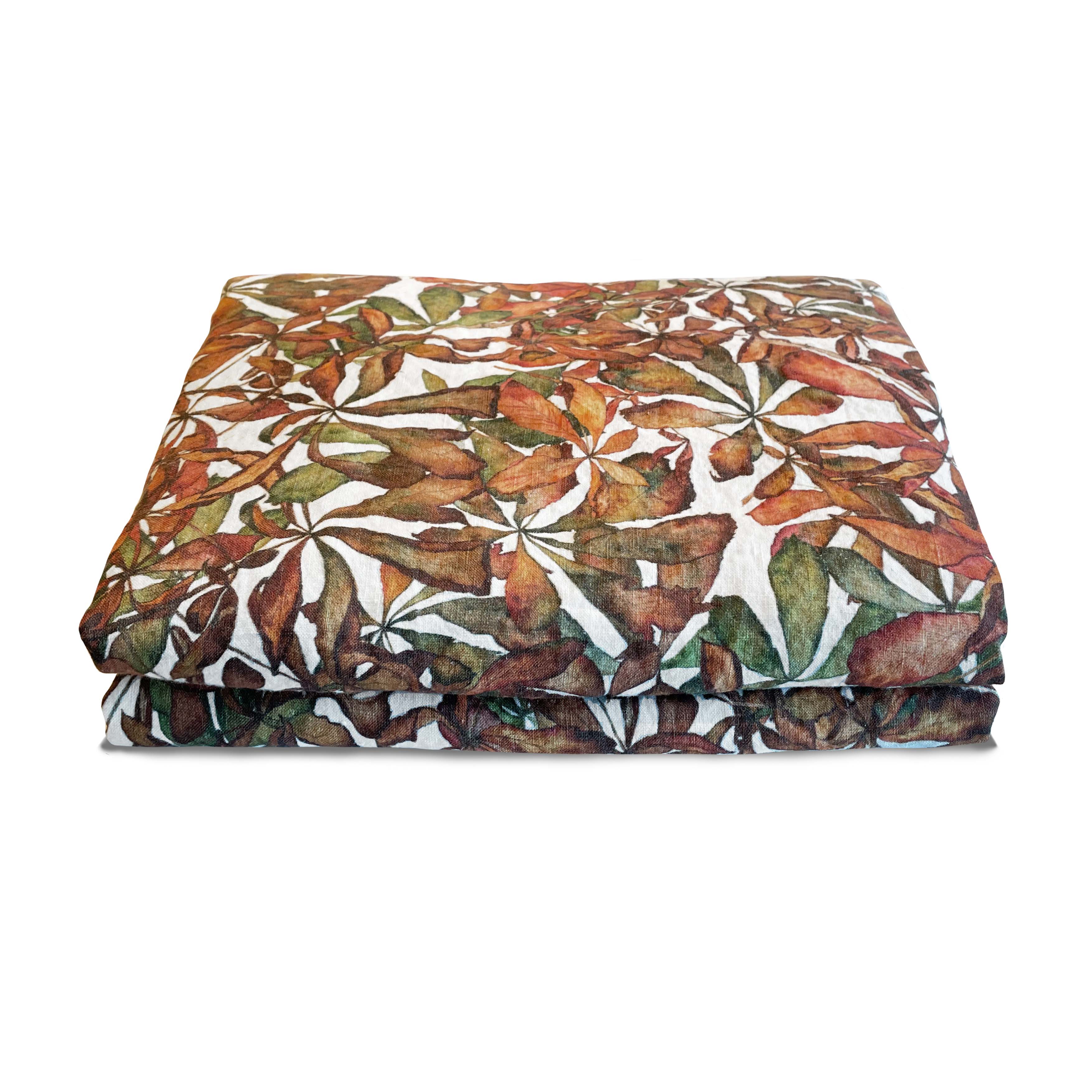 Autumn Leaves Horse Chestnut Linen Table Cloth