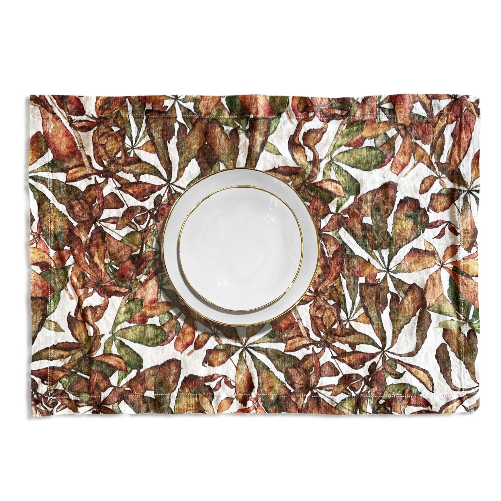 Autumn Leaves Horse Chestnut Linen Placemat