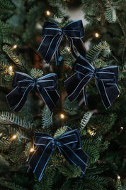 FRENCH NAVY BLUE DOUBLE VELVET BOWS (FOUR)