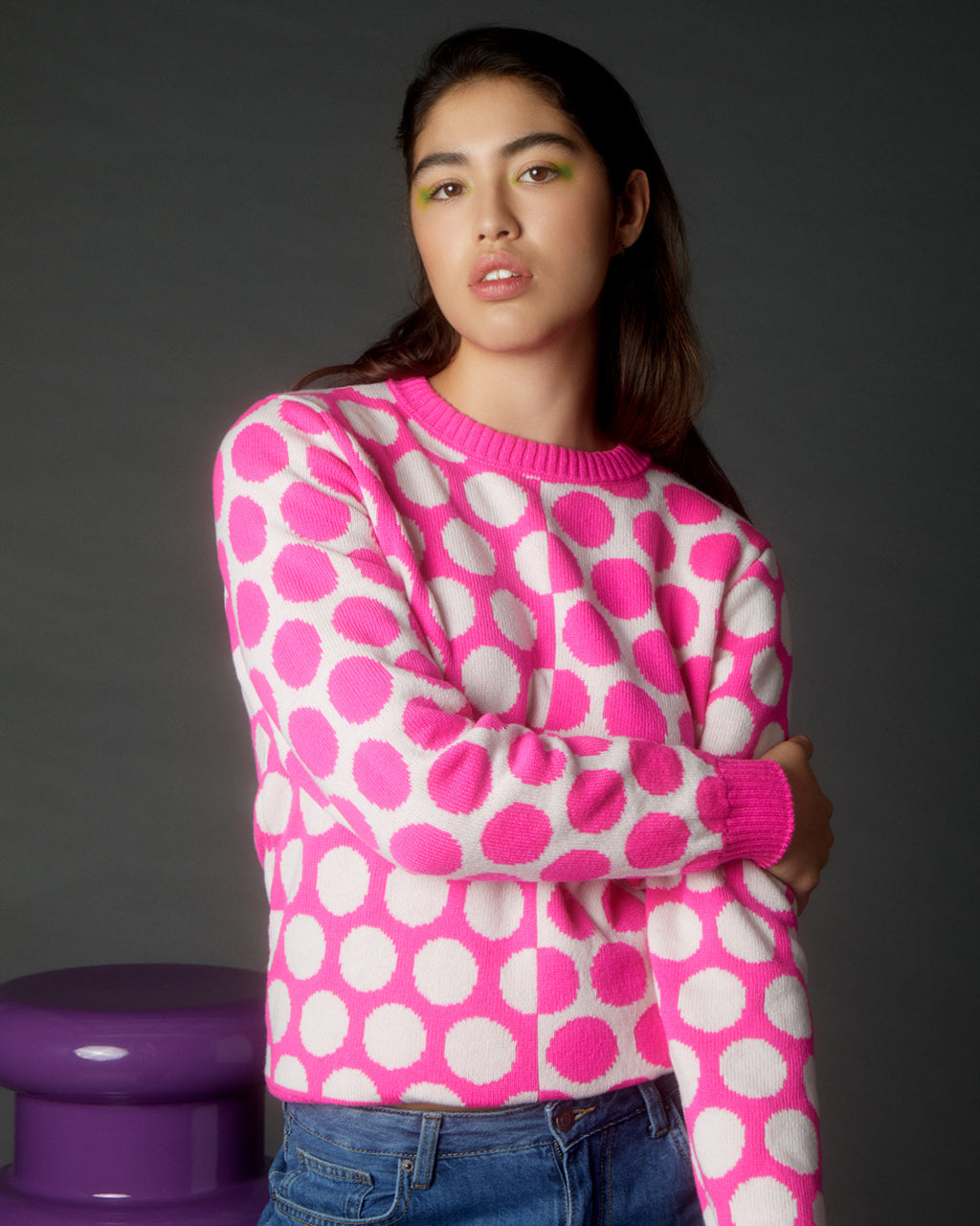 Reversed Circles Wool & Cashmere Jumper Pink