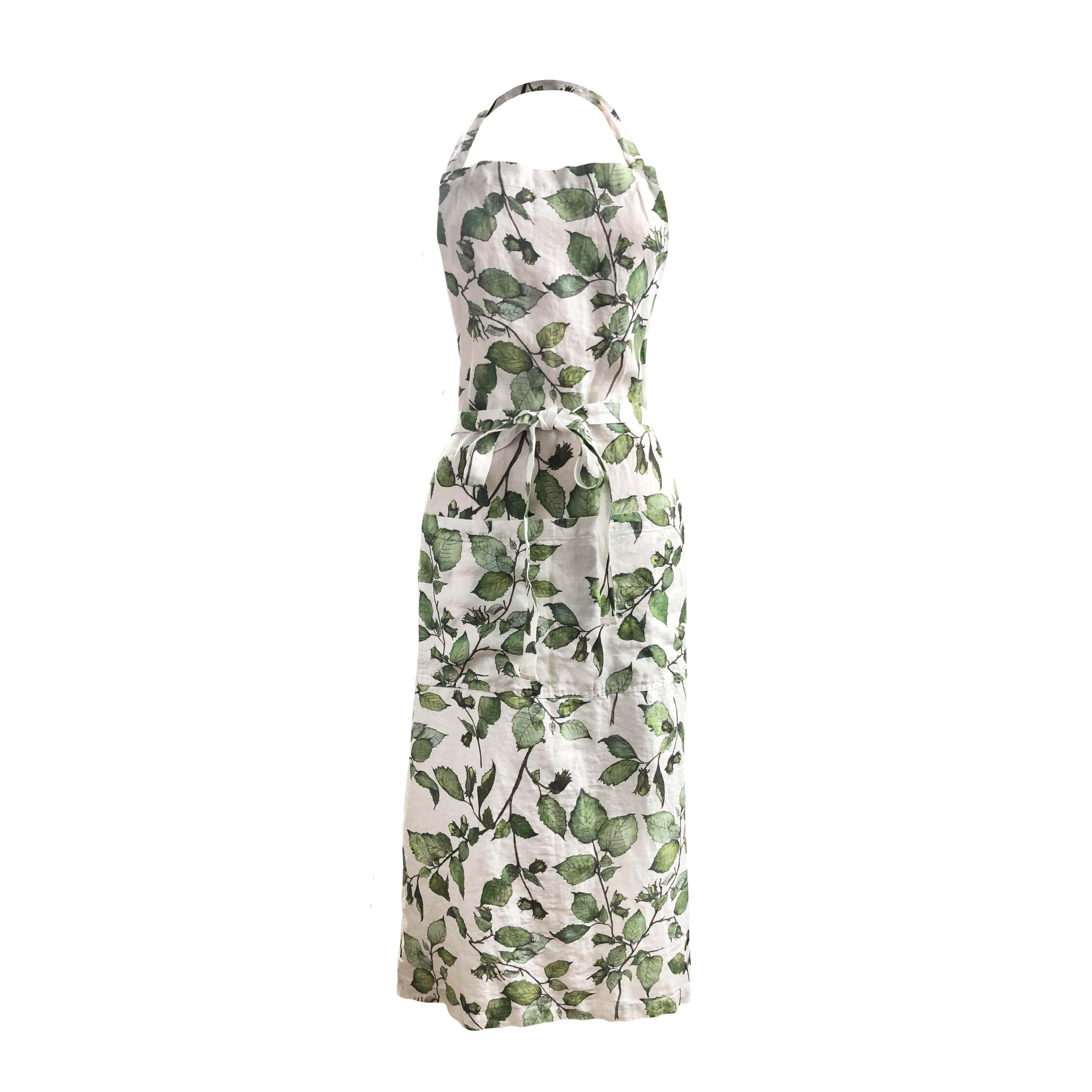 Cobnut printed Linen Apron