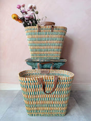 Colourful Reed Shopper Basket