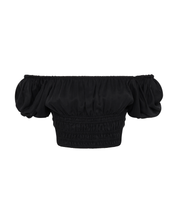 Convertible Puff-Sleeve Crop Top | Black