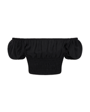 Convertible Puff-Sleeve Crop Top | Black